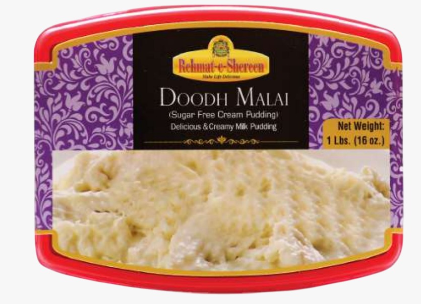 **Rehmat-e-Shereen Doodh Malai (1 lb)**
A rich and creamy traditional dessert made from thickened milk, gently sweetened and flavored with cardamom. Indulge in the smooth, velvety texture and authentic taste of homemade Doodh Malai.
