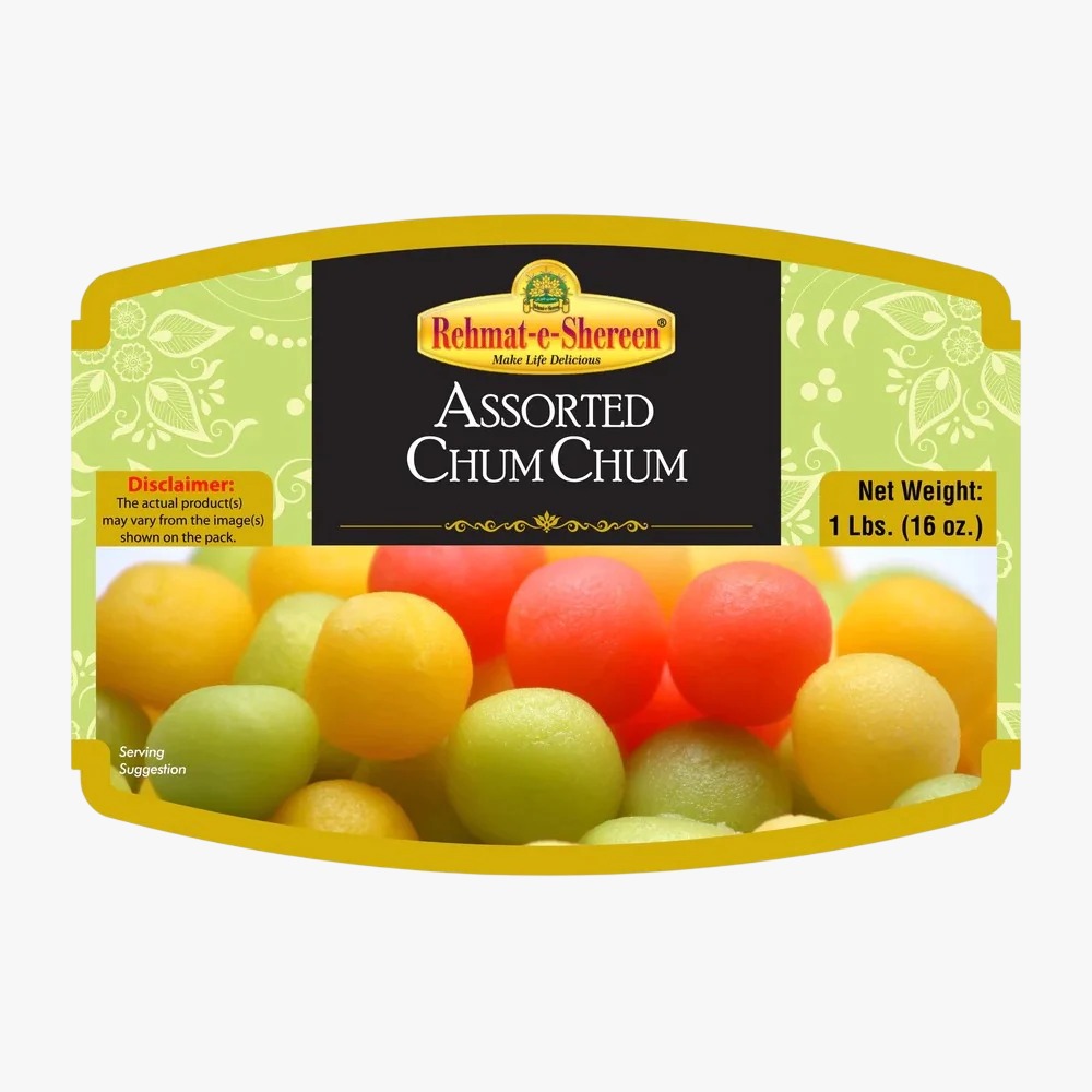 **Rehmat-e-Shereen Assorted Chum Chum (1 lb)**
A colorful mix of soft, spongy Chum Chum sweets, made from fresh cottage cheese and soaked in lightly flavored sugar syrup. Enjoy a variety of delightful flavors and vibrant textures in every bite of this traditional Assorted Chum Chum.
